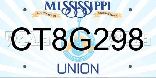 CT8G298 Mississippi License Plate