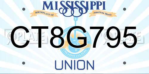 CT8G795 Mississippi License Plate