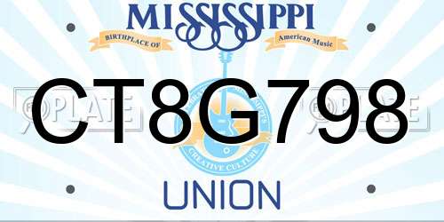 CT8G798 Mississippi License Plate