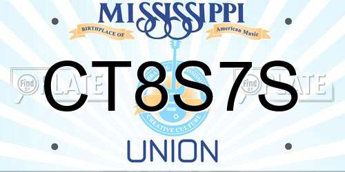 CT8S7S Mississippi License Plate