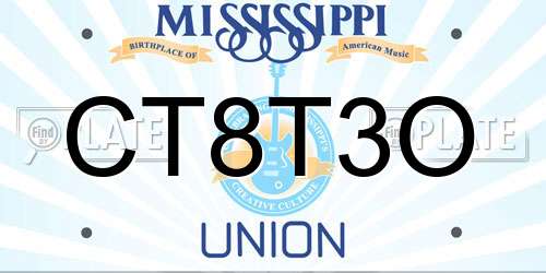 CT8T3O Mississippi License Plate