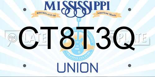 CT8T3Q Mississippi License Plate