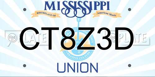 CT8Z3D Mississippi License Plate