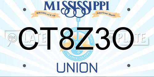 CT8Z3O Mississippi License Plate