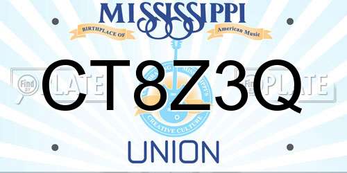 CT8Z3Q Mississippi License Plate