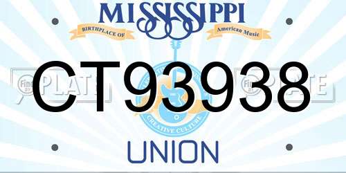CT93938 Mississippi License Plate