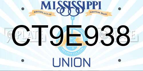 CT9E938 Mississippi License Plate