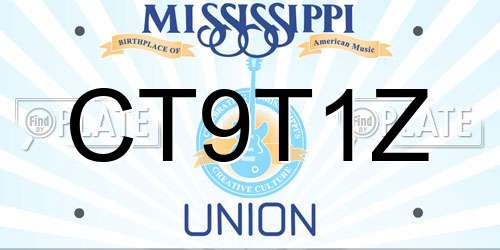 CT9T1Z Mississippi License Plate