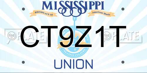 CT9Z1T Mississippi License Plate