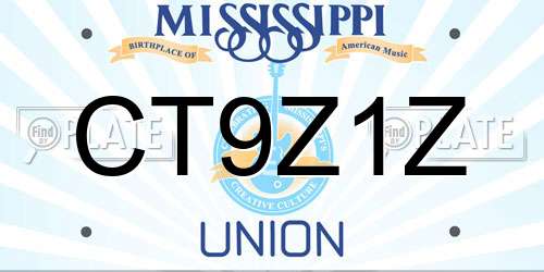CT9Z1Z Mississippi License Plate