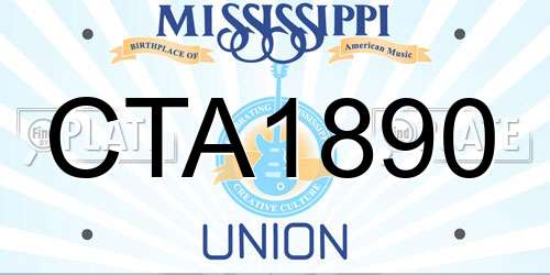 CTA1890 Mississippi License Plate