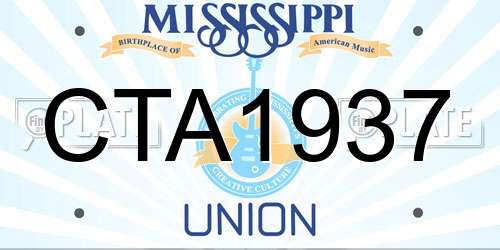 CTA1937 Mississippi License Plate
