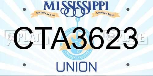 CTA3623 Mississippi License Plate