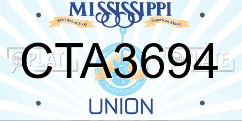 CTA3694 Mississippi License Plate