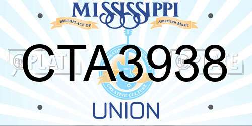 CTA3938 Mississippi License Plate