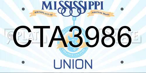 CTA3986 Mississippi License Plate