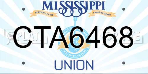 CTA6468 Mississippi License Plate