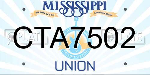 CTA7502 Mississippi License Plate