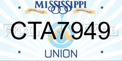 CTA7949 Mississippi License Plate