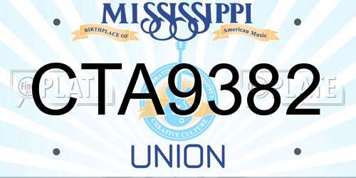 CTA9382 Mississippi License Plate