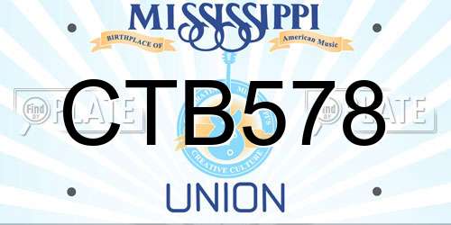 CTB578 Mississippi License Plate