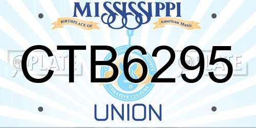 CTB6295 Mississippi License Plate