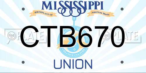 CTB670 Mississippi License Plate