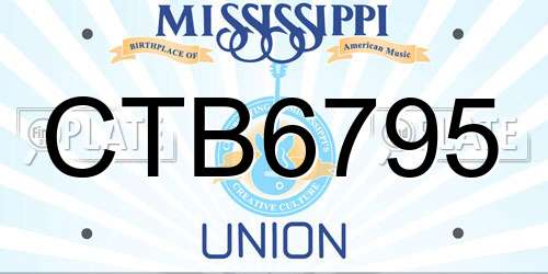 CTB6795 Mississippi License Plate