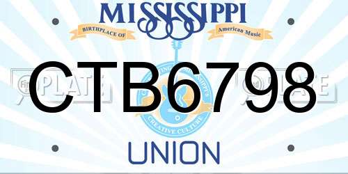 CTB6798 Mississippi License Plate