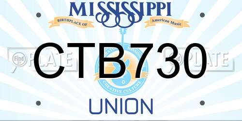 CTB730 Mississippi License Plate