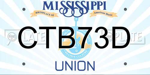 CTB73D Mississippi License Plate