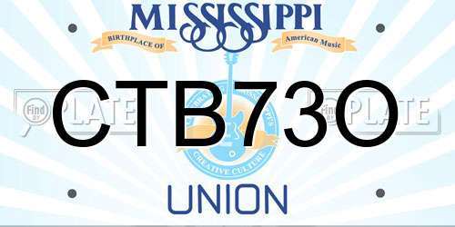 CTB73O Mississippi License Plate
