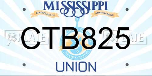 CTB825 Mississippi License Plate