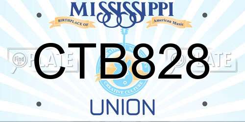 CTB828 Mississippi License Plate