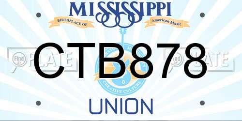 CTB878 Mississippi License Plate