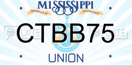CTBB75 Mississippi License Plate