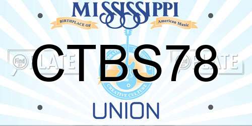 CTBS78 Mississippi License Plate