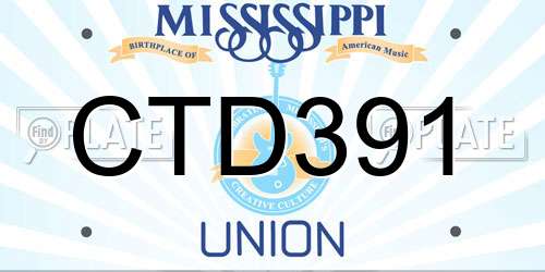 CTD391 Mississippi License Plate