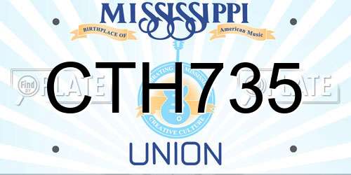 CTH735 Mississippi License Plate