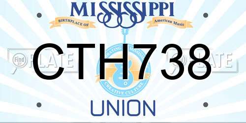 CTH738 Mississippi License Plate
