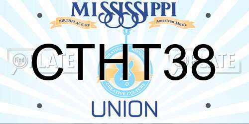 CTHT38 Mississippi License Plate