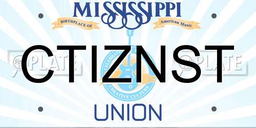 CTIZNST Mississippi License Plate