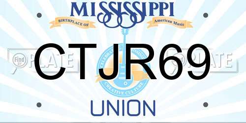 CTJR69 Mississippi License Plate