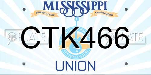 CTK466 Mississippi License Plate