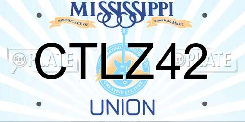 CTLZ42 Mississippi License Plate