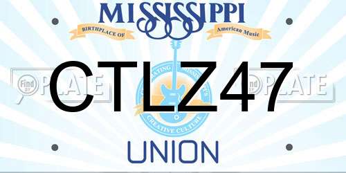 CTLZ47 Mississippi License Plate