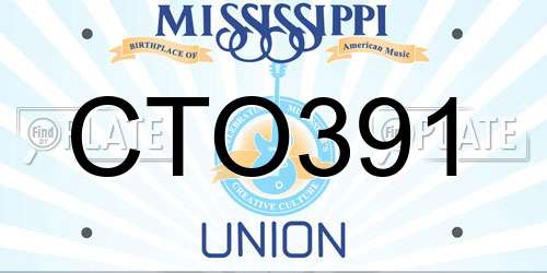 CTO391 Mississippi License Plate