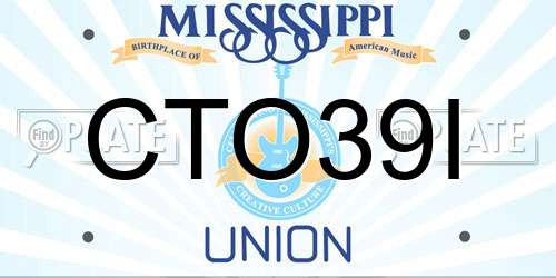 CTO39I Mississippi License Plate