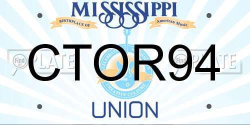 CTOR94 Mississippi License Plate