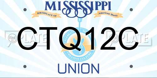 CTQ12C Mississippi License Plate